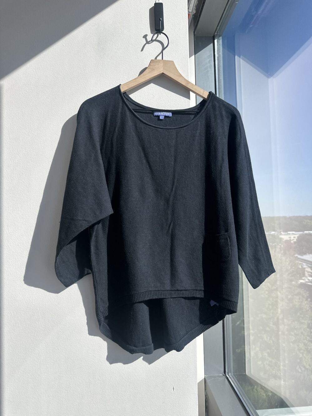 Vivienne Tam Black Cotton Blend Dolman Sleeve Scoop Neck Knit Top Sz S